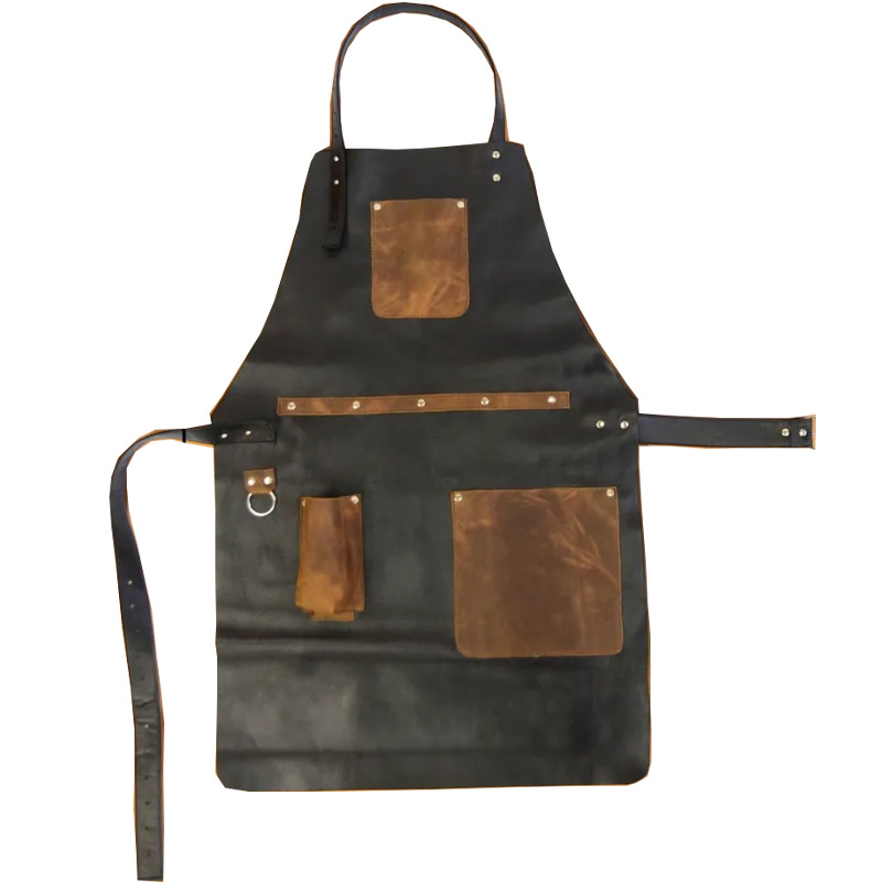 Transfronterizo Amazon pu delantal impermeable a prueba de aceite barbacoa al aire libre de bolsillo delantal de piel ropa de trabajo fabricantes al por mayor