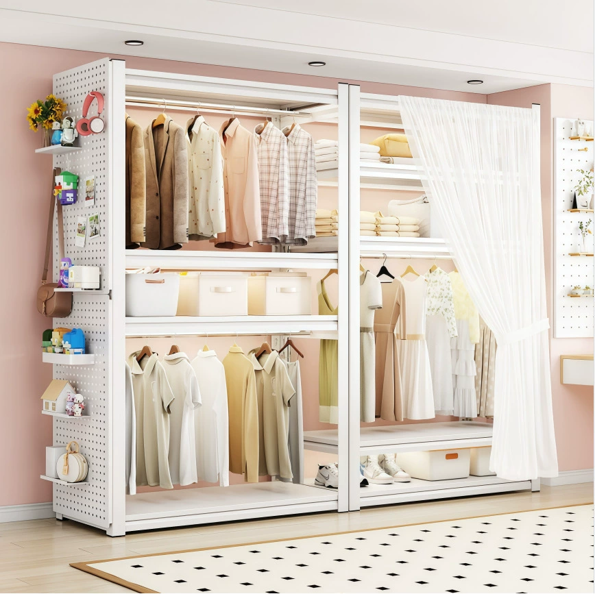 Wardrobe Shelf Rack Freestanding Hanger Steel from Yomiego