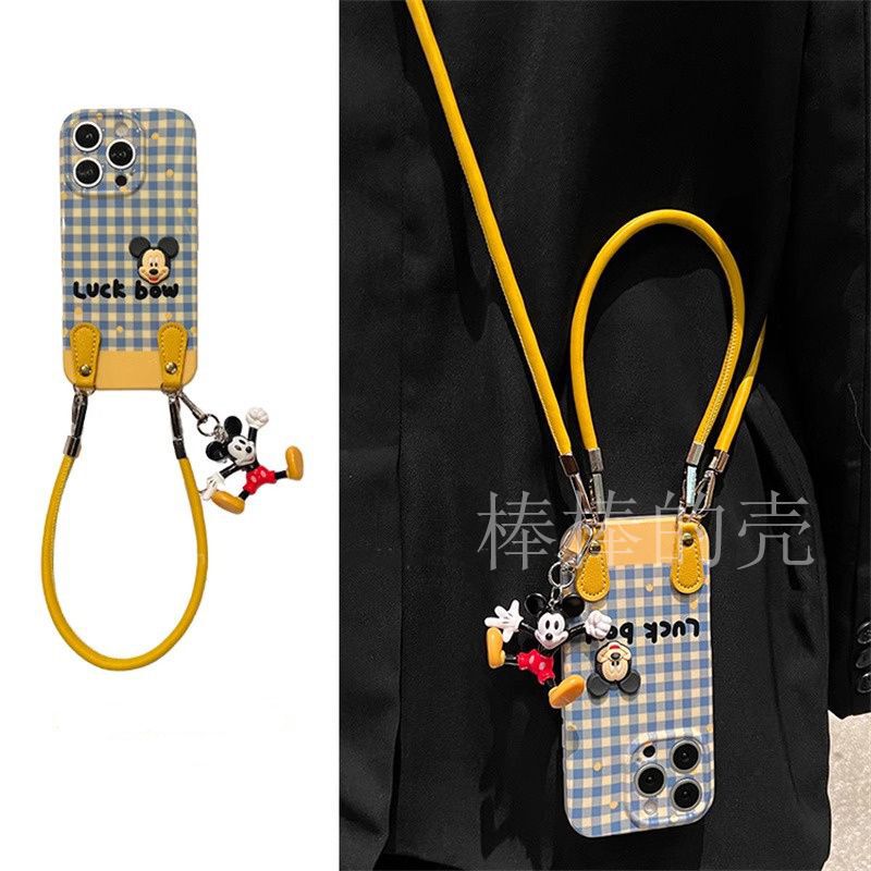 Ins slung pendant Mickey for Apple 16promax phone case iPhone15/13/14 new 11