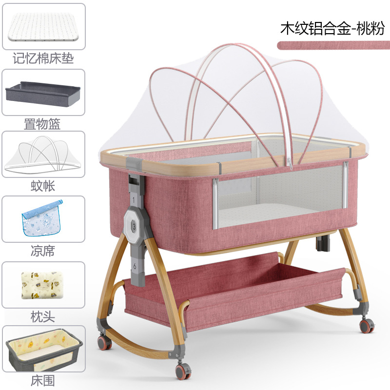 Cuna de bebé recién nacido cama costura Cama grande Baby Shaker BB cama de los niños cuna cama multifuncional móvil plegable
