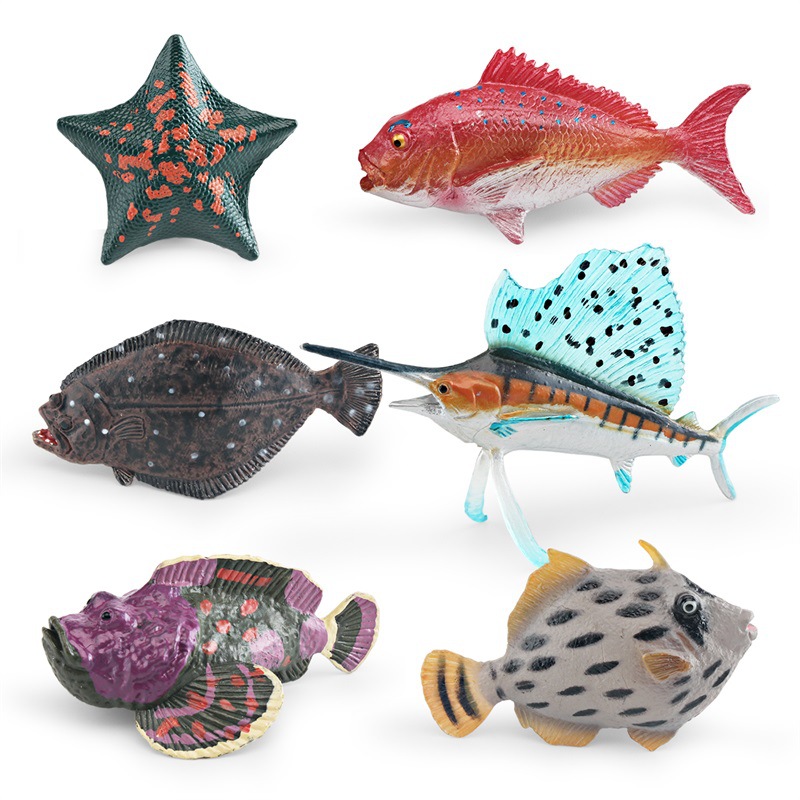 Children's simulated ocean life static figure ornamental model stone fish flounder starfish static model