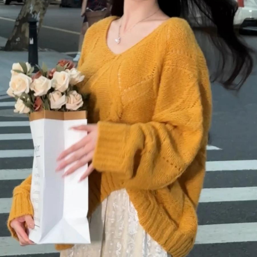 24 invierno Puyuan hermoso pequeño conjunto de principios de otoño 2024 nuevo suéter de viento perezoso camisa y media