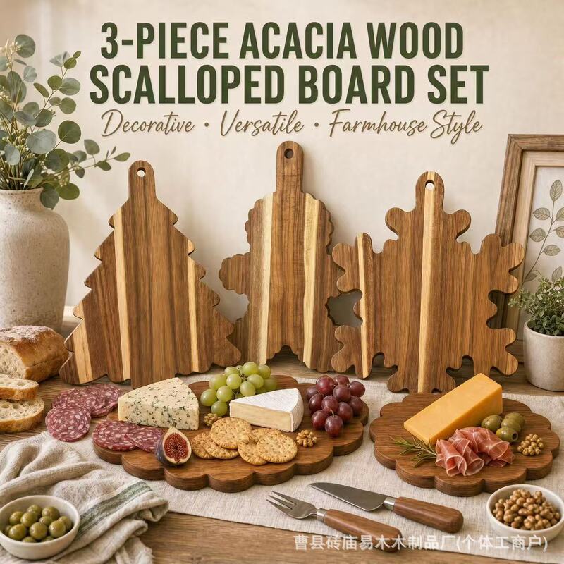 Cross-border solid wood Christmas tray, baking bread tray, Christmas-themed tableware decorations Cross-border solid wood Christmas tray, baking bread tray, Christmas-themed tableware decorations