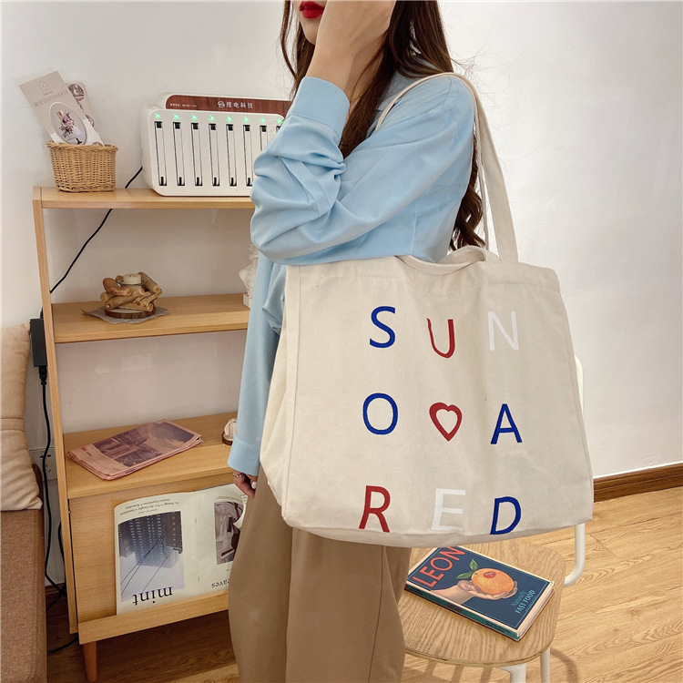 03295 Casual canvas bag, cute girl Japanese style bag, Harajuku chic student large capacity single-shoulder bag undefined