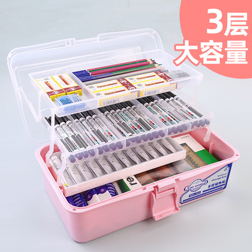 Wholesale three-layer macaron folding portable storage box medicine box home art hardware manicure cosmetics tool box