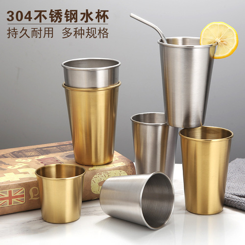 304 stainless steel water cup single-layer beer juice cold drink cup single-layer kindergarten children's cup custom logo