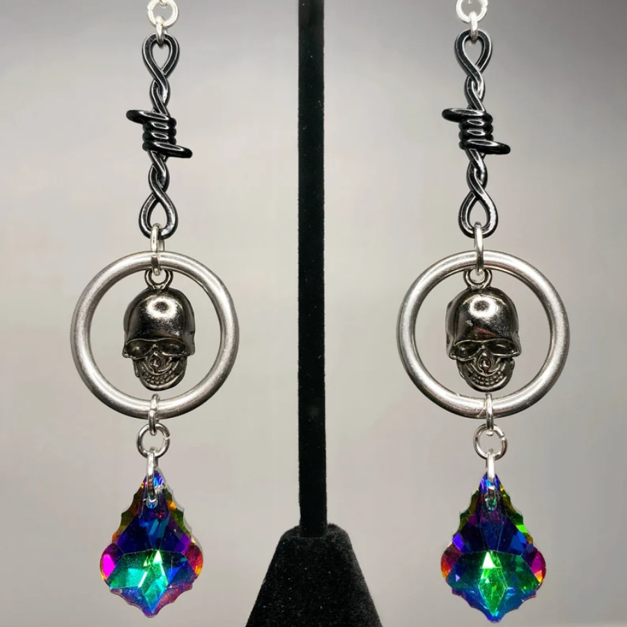 Cross-Border Movie Merchandise Twilight Saga Gothic Earrings Trendy Punk Skull Rainbow Pendant Earrings Women's Accessories