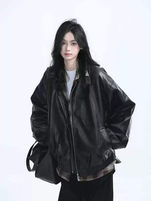 Ретро черная осенняя кожаная куртка из полиуретана, стиль Америки, для подростков