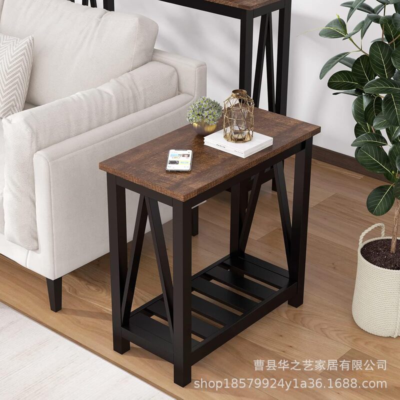 American Country-Style Coffee Table for Small Apartments, Vintage Tea Table, Square Dining Table, Iron Art Coffee Table, Farmhouse Coffee Table, Sofa Table