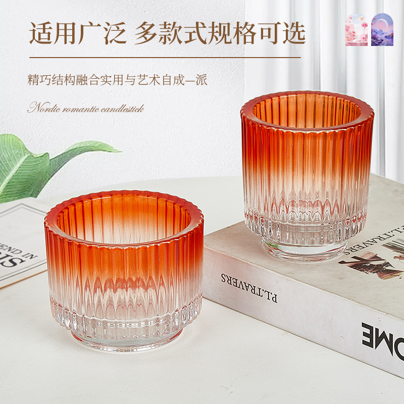 Mayorista taza de vela nórdica vacía taza de vidrio de color gradiente candelabro diy recipiente de incienso taza de incienso