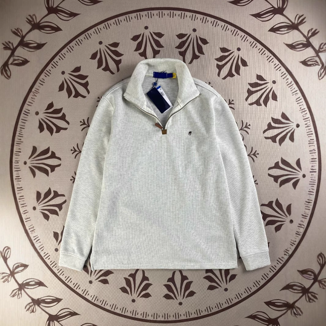 RL Rlaf Po логотип лацкана пара свитер женский свитер с длинными рукавами мужской поло свободный американский ретро полузастежка-молния