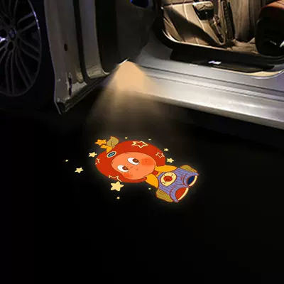 Light Cartoon Girl Door | Other Car Modifications - orange-apple-boy-welcome-light-free-battery