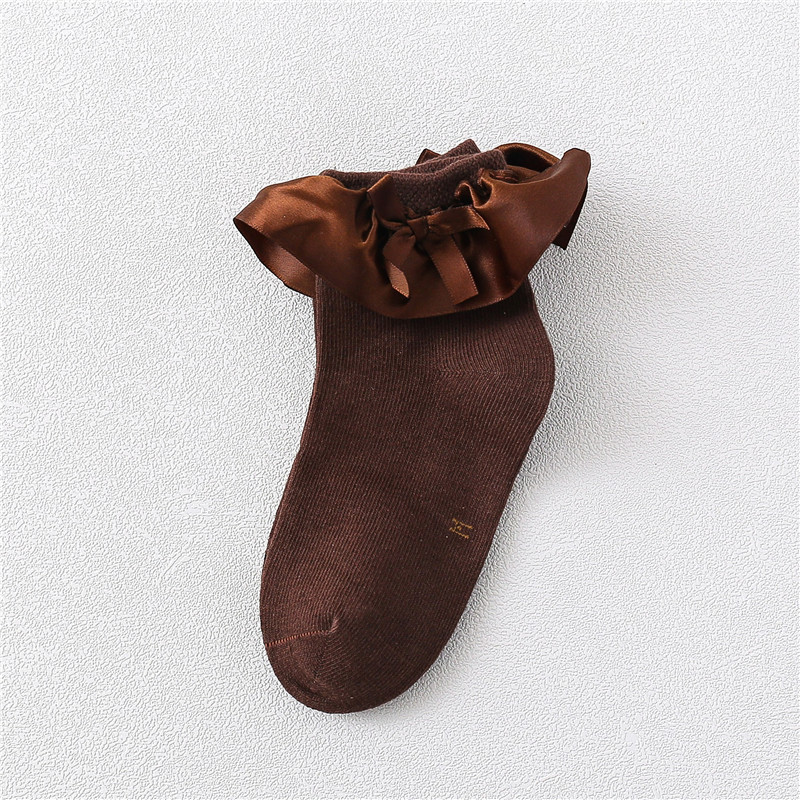 Primavera y otoño campus satén encaje cálido 2-12 años de edad color sólido inalámbrico cabeza chica princesa baile Calcetines niños calcetines de encaje