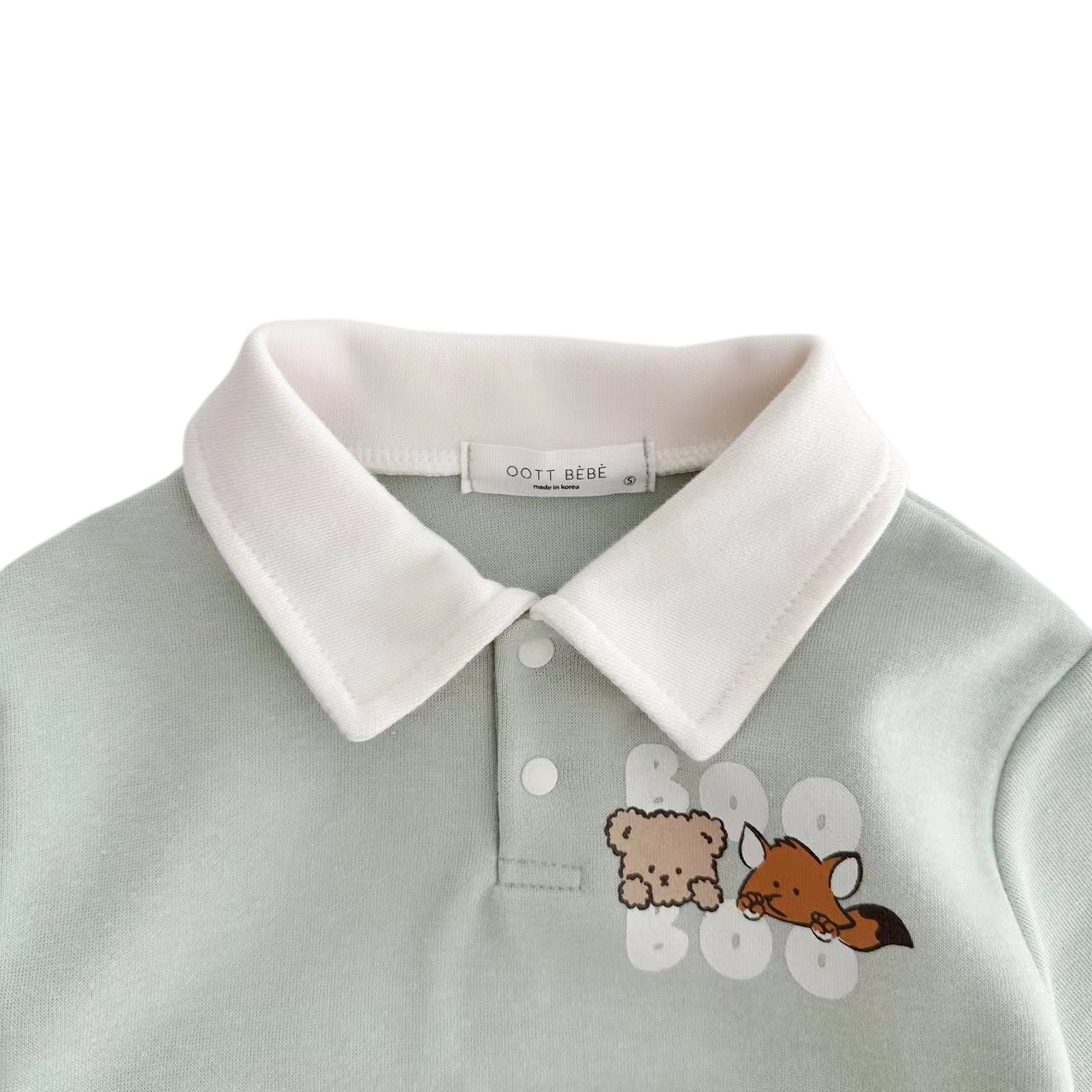 INS estilo coreano de dibujos animados impreso solapa mameluco para niños y niñas de primavera y otoño de algodón camisa de cuello mono mameluco