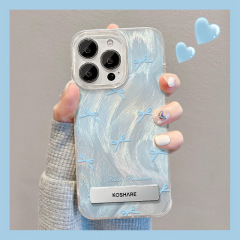Apple 15、iPhone 14、13 Pro Max、16、17対応、星柄スタンド付き、羽根ガーゼ、レーザー加工、フルカバー、高級スマホケース