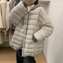 可拆卸针织帽小个子羽绒服女2025冬季甜美宽松韩版白鸭绒保暖外套
