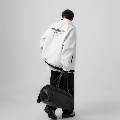 2025 Spring/Summer and Autumn/Winter Double-sided Wearing Stand-up Collar Printed Jacket Loose-fit Unisex Trendy Brand Windbreaker Coat for Men and Women