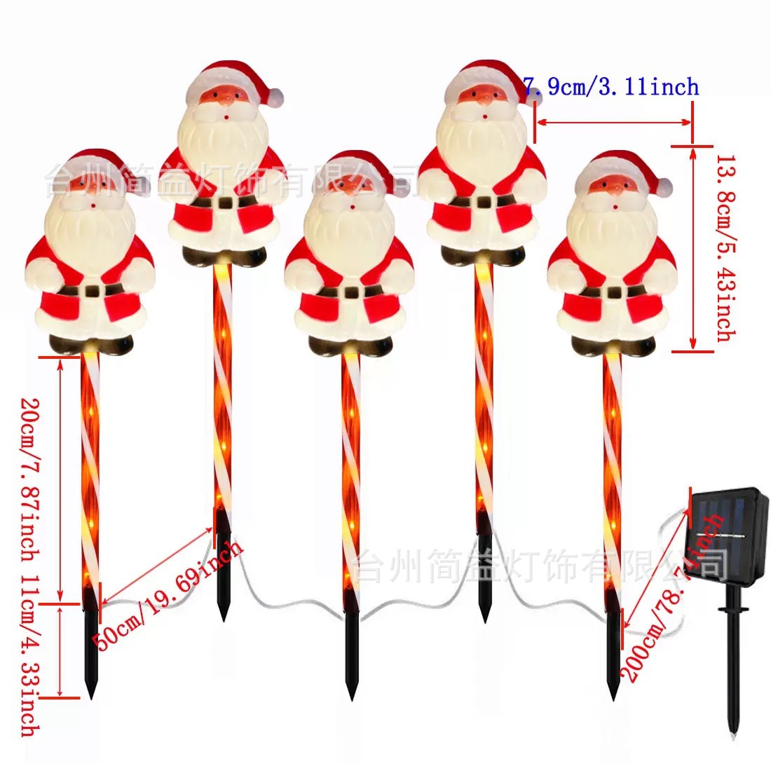 Un remolque de cinco Papá Noel - tubo rojo - energía solar