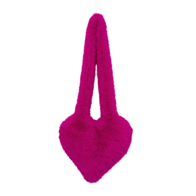 欧美跨境斜挎爱心包仿狐狸皮草毛绒包Heart Shaped Shoulder Bag|undefined