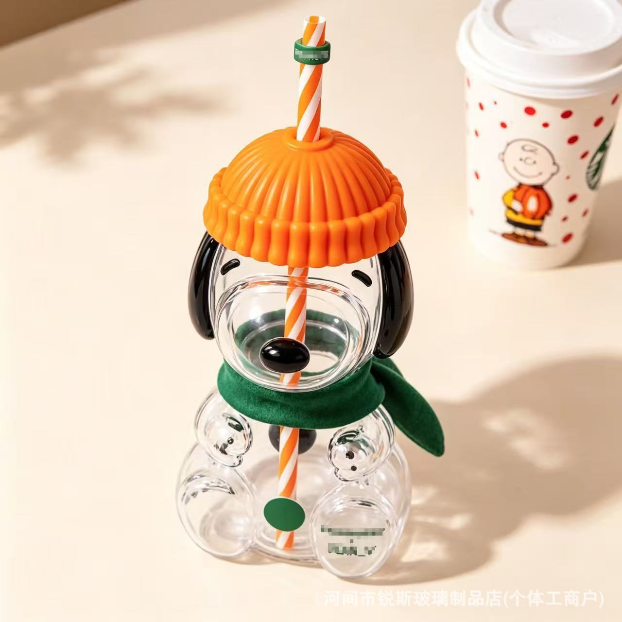 Vaso de Vidrio Animado de Vidrio de Borosilicato con Pajita para Bebidas