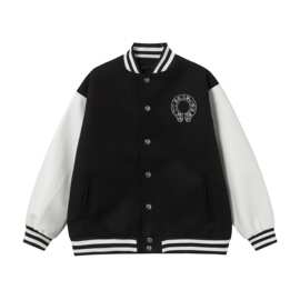 欧美高端男女秋冬新款CH克罗黑白罗纹棒球服夹克外套平替欧货