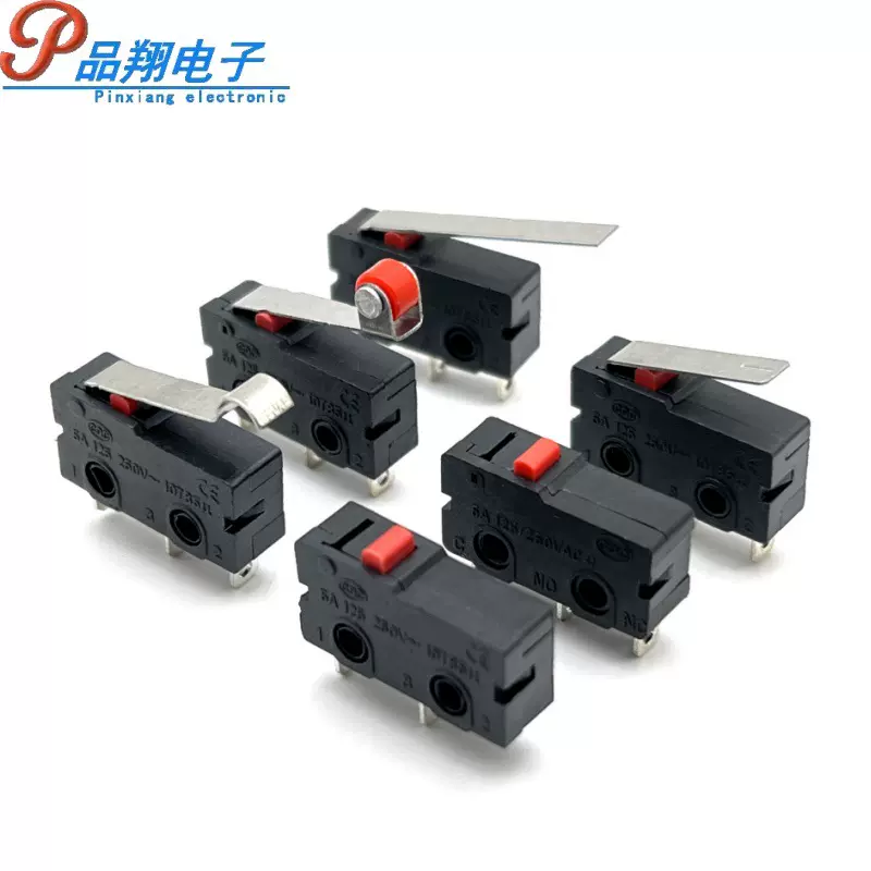 KW12微动开关 行程限位开关 弯柄直柄带轮 两脚 三脚轻触微动开关