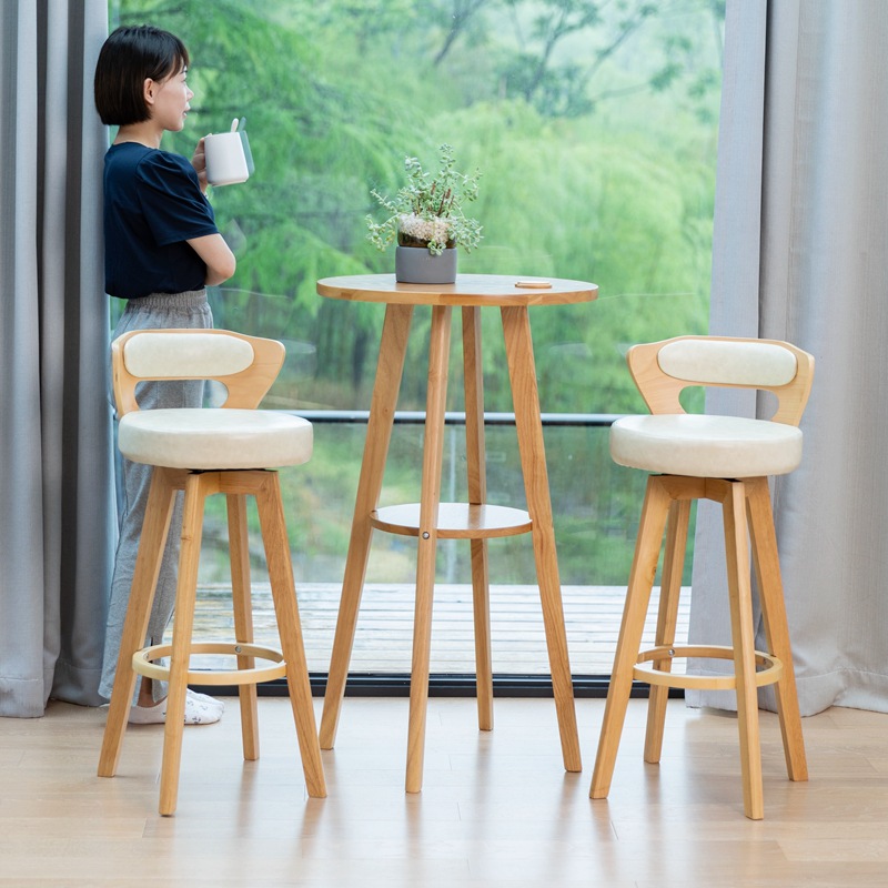 Casual Round Bar Table Balcony Window Bar Table and Chair Combination Cafe Small High Table Home High Table Round Table