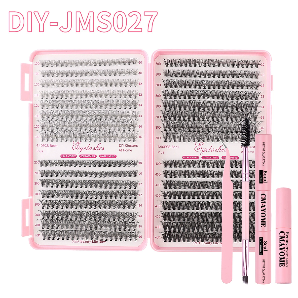 Наборы пучковых накладных ресниц mixed dense DIY, 40/32/отдельные пучки, 640 шт., 0.017 кг
