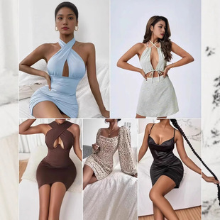 Amazon Cross-Border Export Floral Square Neck Long-Sleeved Dress for Women 2025 Spring and Summer Fashion Thin High-Waisted Short Skirt