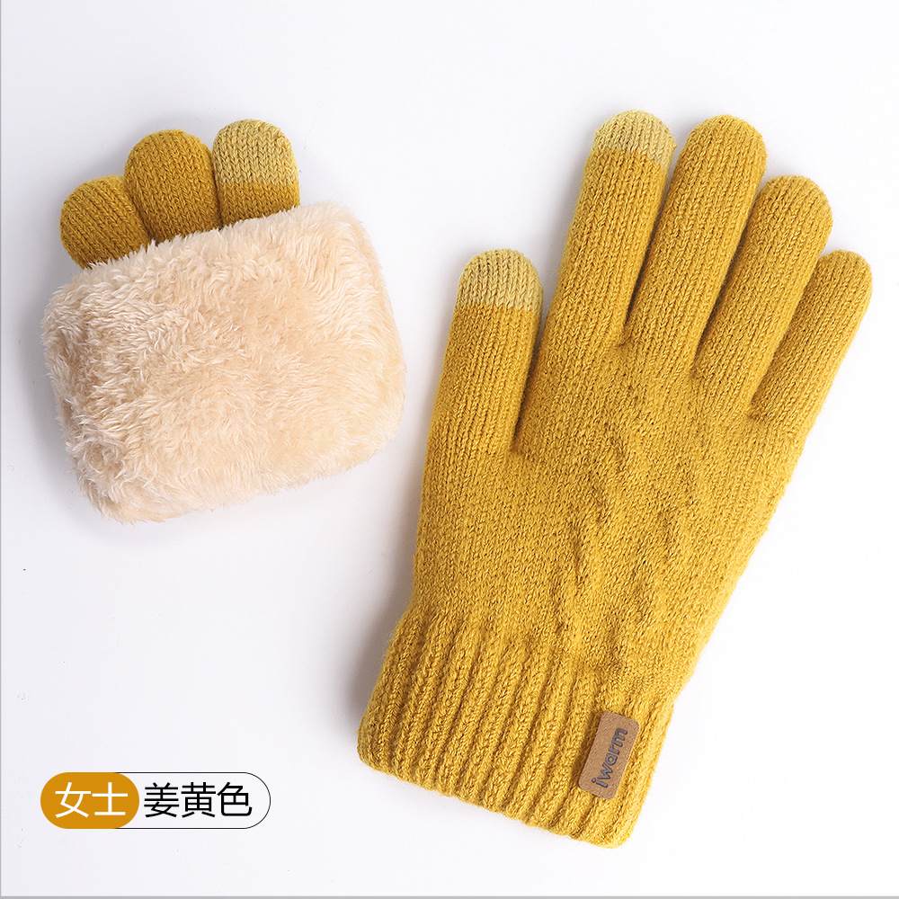 Iwarm cálidos guantes de pantalla táctil térmica de doble capa para hombres y mujeres de invierno con forro polar engrosado a prueba de frío al aire libre guantes de punto