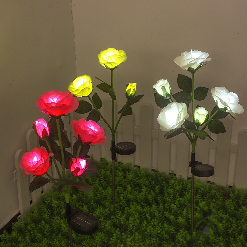 Led Solar 5-Head Rose Lamp Outdoor House Garden Decorative Lamp Courtyard Lawn Lamp Waterproof