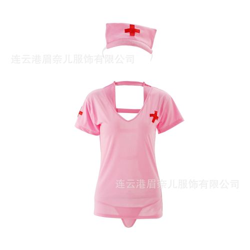 New stylish lingerie for women: sexy short-sleeve nurse outfit with sheer accents, perfect for seductive role-play and cosplay.