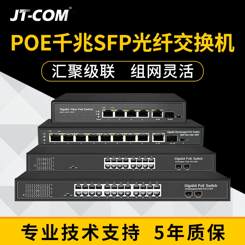 Каскад сходимости пое переключателя ПОЭ 1 оптически 2 Оптически 2 порта СФП полного гигабита оптически/4/Электрический 1000 м переключателя стекловолокна