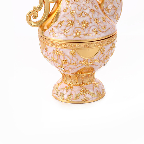European-style fashion wine set with metal material base, wine glasses and wine jugs, embossed floral decoration, craft ornamental piece