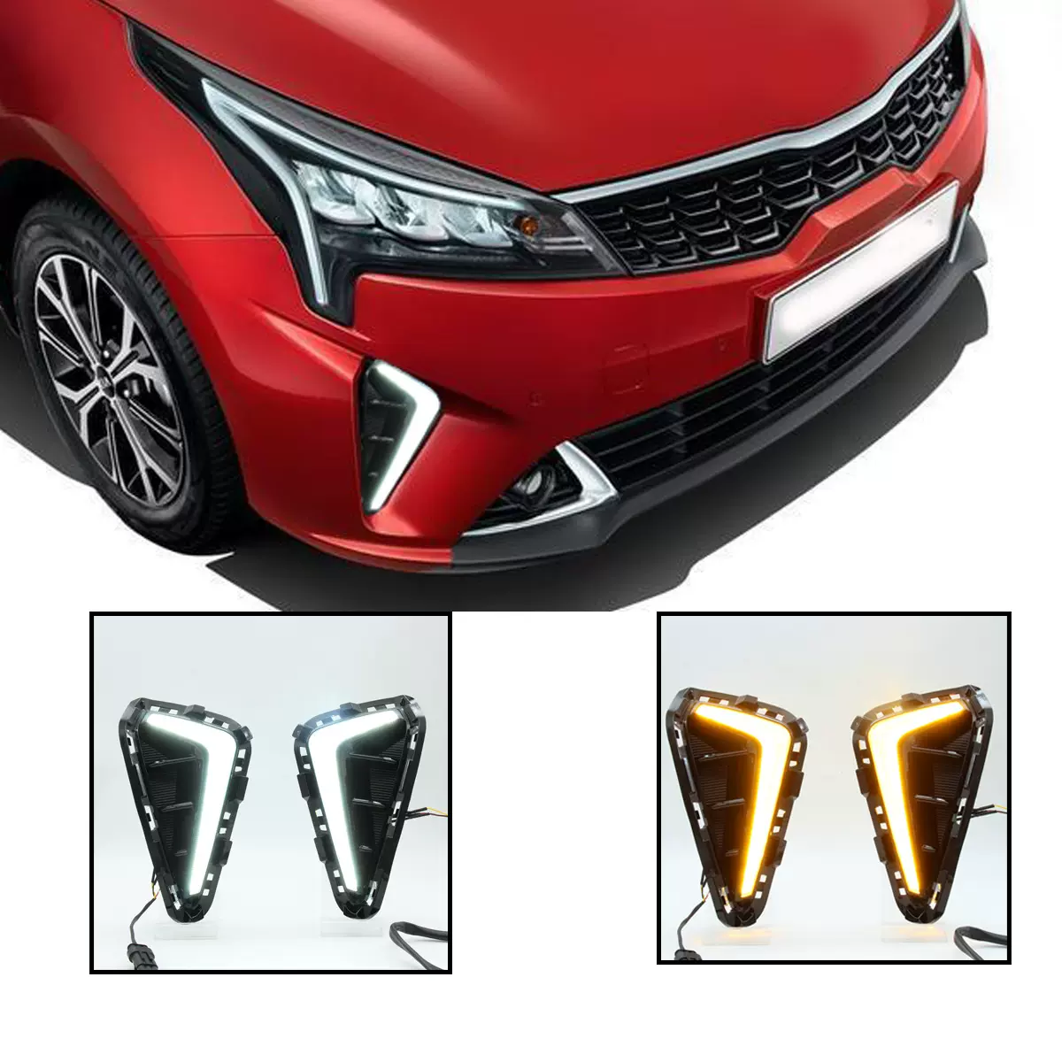 适用于起亚 K2 与 RIO 2021 俄罗斯版本 LED带双向功能日行灯雾灯