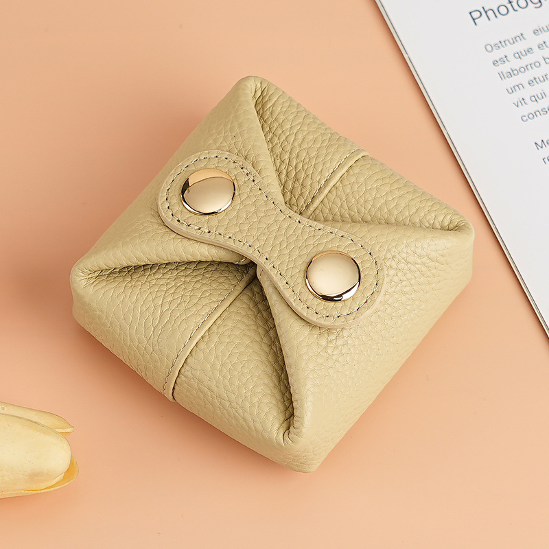 おしゃれ日韩系小銭入れソフト牛革ミニイヤホンキー女性コイン口赤収纳バッグ豆カバン