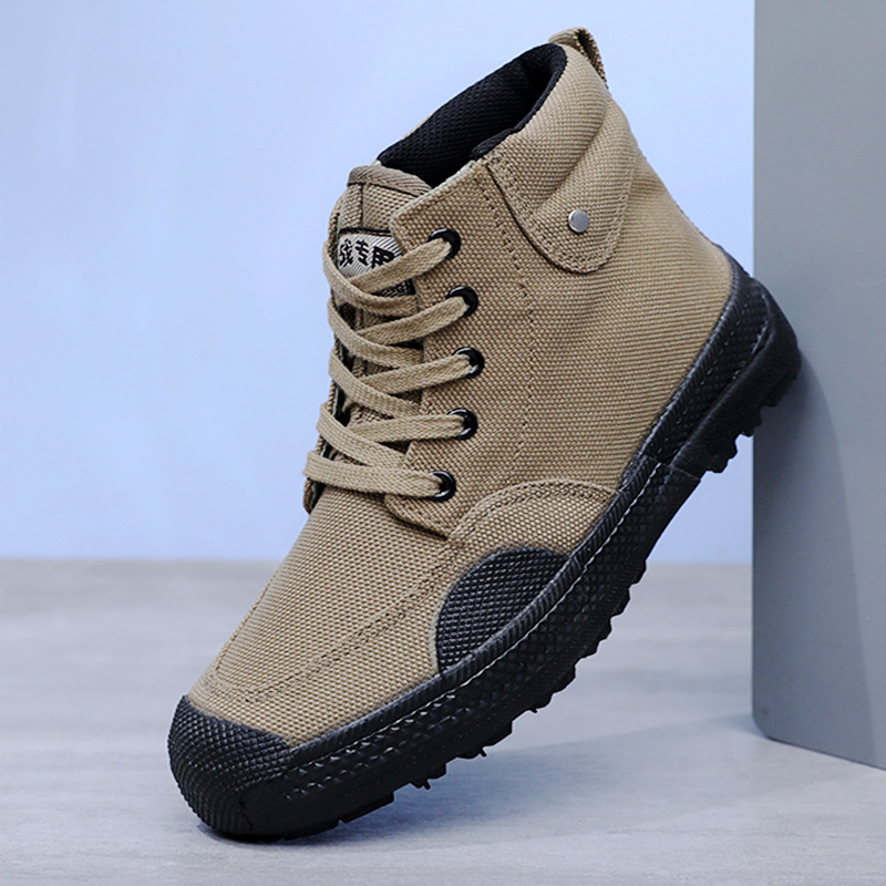 Yudong Spring New High-Top Shoes Outdoor Sports Canvas Shoes Wear-Resistant Non-Slip Construction Site Work Shoes Labor Protection Men's Rubber Shoes
