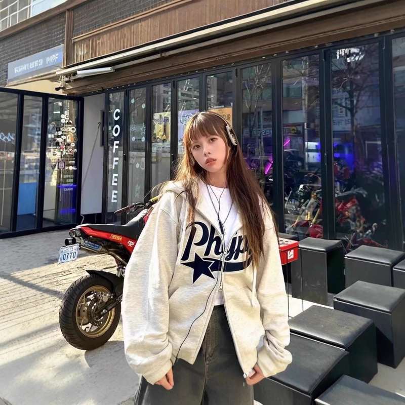 现货~韩国代购裴真率同款 PHYPS母星星拉链卫衣外套男女同款上衣|undefined