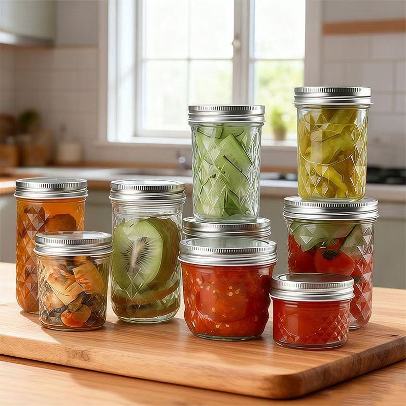 Sealed Diamond-Shaped Diamond-Shaped Storage Jar, Sealed Jar, Caviar Beverage Bottle, Glass Light Food Mason Jar, Honey Bottle