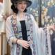 2025 Spring and Summer New Glazed Yarn Embroidered Shawl Women's Fashionable Foreign Style Sunshade Sunscreen Photo Silk Scarf Outer Cape