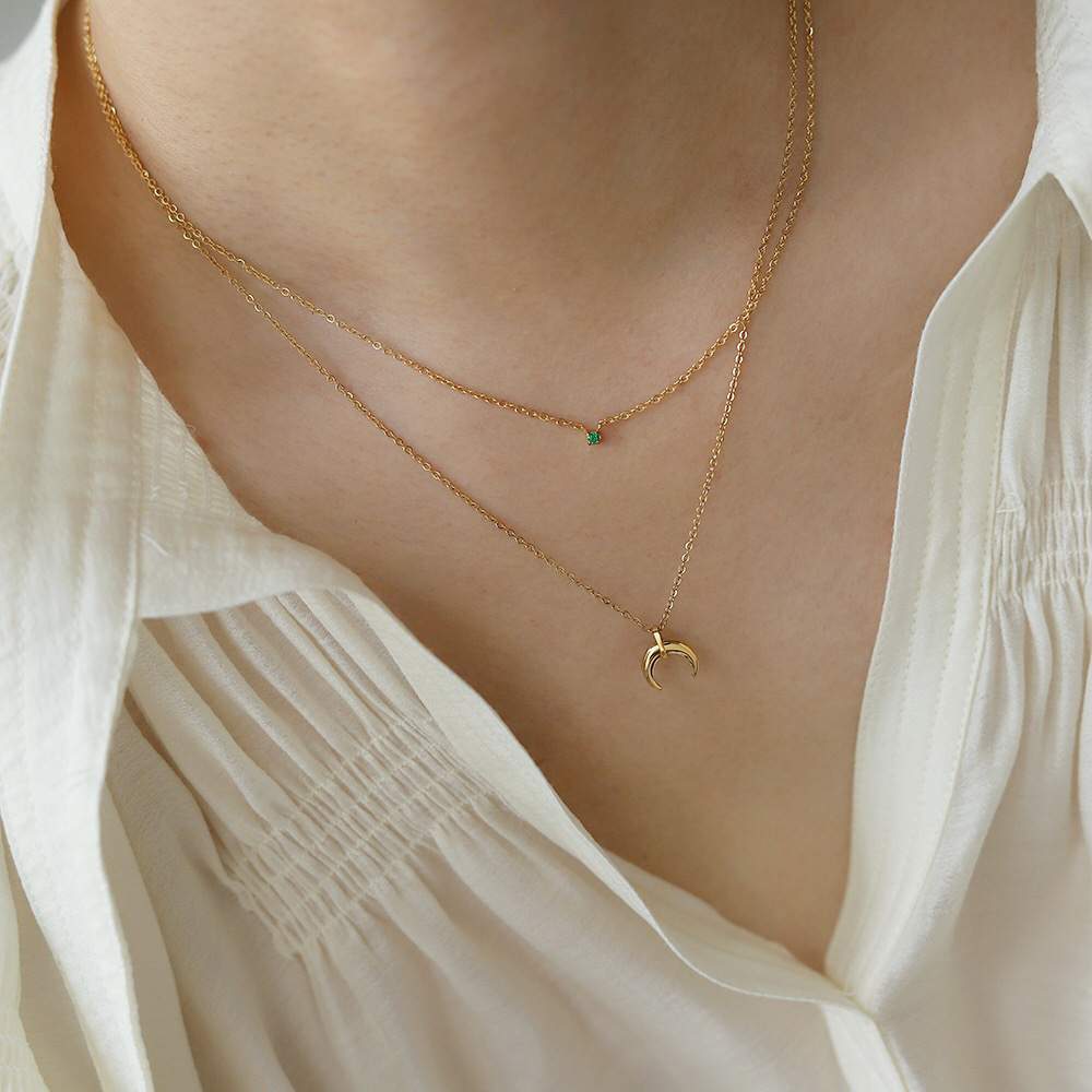 Streetwear Moon Titanium Steel Necklace 1 Piece