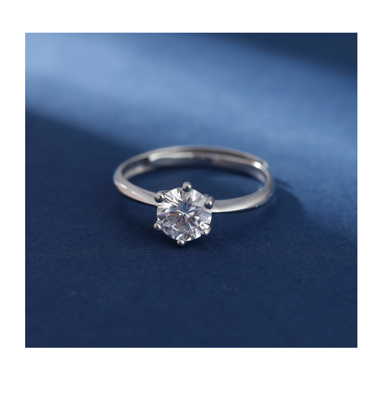 Wanying Six Claw Diamond S Pure Silver Gift Wedding Ring Light Luxury Simple Fashion Jewelry_voghion.com