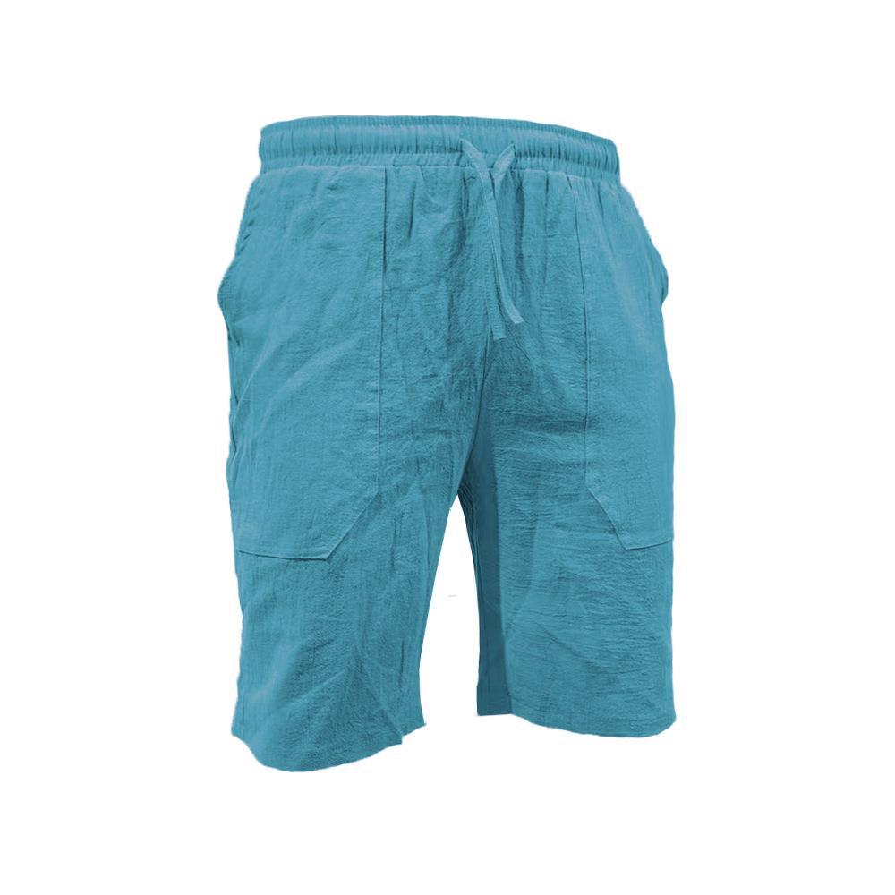 Pantalones cortos de algodón y lino de verano para hombres con cordón elástico en la cintura pierna recta color sólido transpirable diario Playa pantalones casuales de cinco puntos
