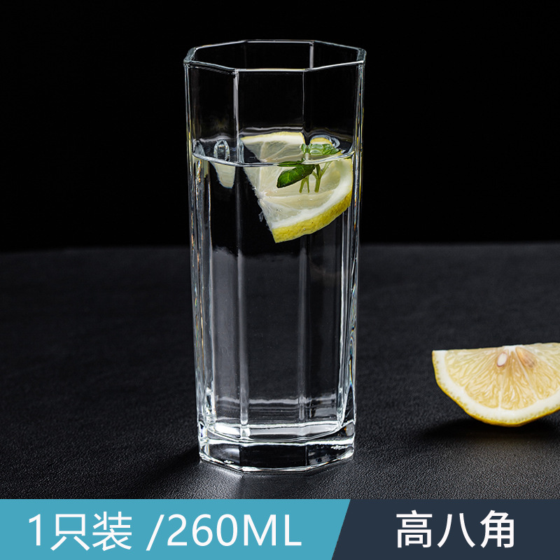 1パック【260ML】トール八角カップ / 厚みのあるガラス