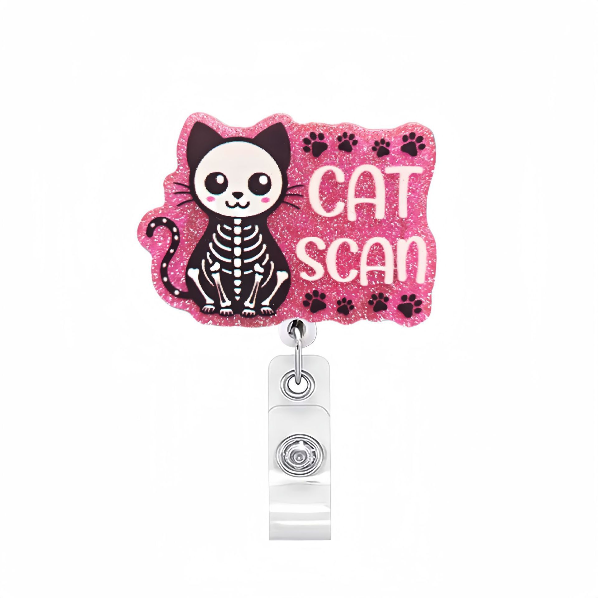 Etiqueta de etiqueta de venta caliente transfronteriza en lugar de acrílico divertido brillo clip de insignia telescópico hebilla de identificación hebilla fácil de tirar
