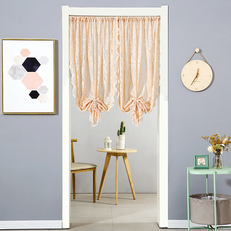 French Accessible Luxury Door Curtain Privacy Curtain Telescopic Rod Girl Lace Curtain Bedroom Door Curtain Simple Window Short Curtain