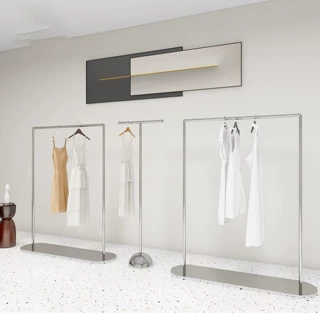 服装店中岛展示架落地式不锈钢挂衣架简约女装店陈列道具中间货架