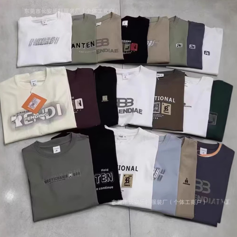 Special Price Wholesale in Stock, Live Streaming Supply for Street Stalls and Night Markets, Super Popular Foreign Trade Hot Item, Summer Short-Sleeve T-Shirt for Men
