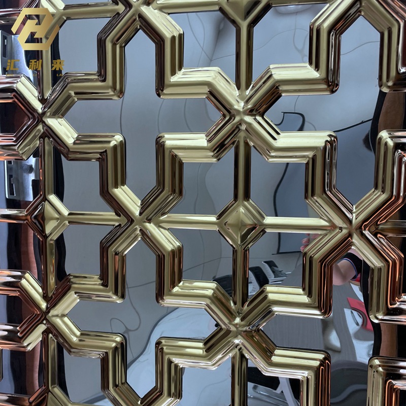 异形双色镜面不锈钢压花板304材质背景幕墙网红装饰花纹板冲压板