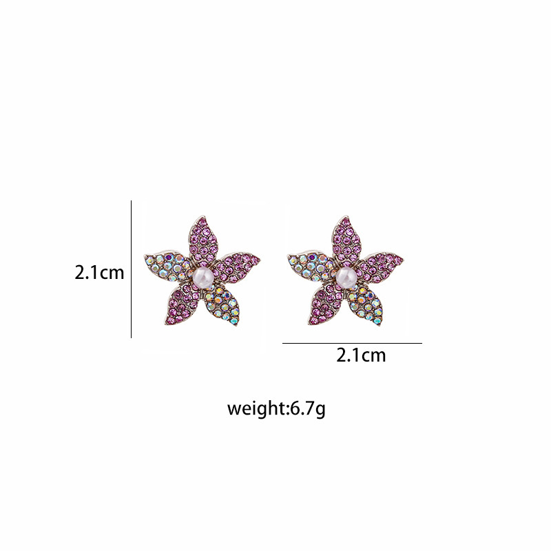 Fashion New Spring And Summer Inlay Colorful Crystals Star Pearl Ear Studs display picture 1